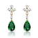 Emerald Color CZ Cluster Drop Earrings In 14K Gold Over Sterling Silver 19.29ctw