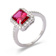 Red Lab Created Ruby With Moissanite Accents Rhodium Over Sterling
Silver Ring