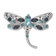 Rhodium Over Sterling Silver Polished Crystal Inlay Dragonfly Chain Slide