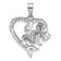 Rhodium Over Sterling Silver Antiqued Cubic Zirconia Mermaid Heart Pendant