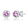 Pink CZ Halo Stud Earrings In White Rhodium Over Brass