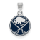 Rhodium Over Sterling Silver NHL LogoArt Buffalo Sabres Small Enamel Pendant