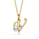 Initial V Paperclip Link And Pearl Simulant Pendant Necklace In 14K Gold
Over Brass