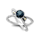 Black Spinel X-Design Ring In Sterling Silver With 18K Gold Accents