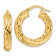 14k Yellow Gold 1/1" Polished Woven Textured Round Hoop Earrings