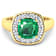 2.55ctw Green Emerald and Diamond 14K Yellow Gold Halo Ring