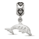 Rhodium Over Sterling Silver LogoArt Delta Delta Delta Dolphin on Heart Bead