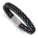 Stainless Steel Polished Black Leather with Multi-color Wire 8.25-inch Bracelet