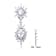 Oval CZ Double Halo Cluster Dangle Earrings In Sterling Silver
