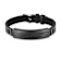 Mens Stainless Steel, Black Leather and Carbon Fiber Bar Bracelet