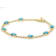 Turquoise And Link Station Bracelet In 18K Gold Over Sterling Silver