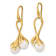 14K Yellow Gold Freshwater Cultured Pearl with Ribbon Shape Dangle Earrings