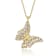 CZ Butterfly Pendant Necklace In 14K Gold Over Brass