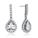 CZ Teardrop Halo Drop Earrings In Sterling Silver