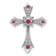 Rhodium Over 14k White Gold Red Ruby and Diamond Fleur-de-Lis Cross
Chain Slide Pendant