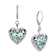 Textured Heart Floral Enamel Center Leverback Earrings