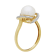8mm Round White Freshwater Pearl and 0.13ctw Diamond 10K Yellow Gold
Swirl Halo Ring