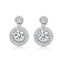 CZ Halo Drop Earrings In Sterling Silver