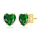 Heart-Shaped Emerald Color CZ Stud Earrings In 14K Gold Over Brass