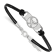 Rhodium Over Sterling Silver NHL LogoArt Buffalo Sabres Leather Bracelet