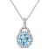 4ctw Sky Blue and White Topaz Pendant with Chain in Sterling Silver