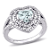 Aquamarine and Diamond 10K White Gold Halo Heart Ring 1.68ctw