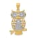 14K Two-tone Gold Diamond-cut Polished Moveable Owl Pendant