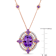 African Amethyst and Diamond 14K Rose Gold Halo Necklace 5.50ctw
