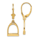 14k Yellow Gold 3D Small Horse Stirrup Dangle Earrings