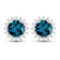 1.60ctw 14K White Gold London Blue Topaz  Topaz and White Diamond Halo Earrings