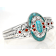Turquoise And Coral Oxidized Cuff Bracelet In Sterling Silver 16x8mm