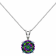 Multi-color Cubic Zirconia 14k White Gold Pendant With Chain 2.00ctw