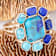 Barse Jewelry Blue Lapis Lazuli and Composite Turquoise Gold Tone
Duality Statement Ring