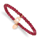 Rose Stainless Steel Polished LOVE Red Jade Stretch Bracelet