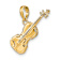 14k Yellow Gold Polished and Textured Solid 3D Violin Pendant