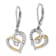 14K Yellow and White Gold Lab Grown Diamond Heart Leverback Earrings