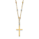 14K Yellow, White and Rose Gold Diamond-cut Beaded Polished Cross Necklace