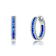 Sapphire Color CZ Hoop Earrings In Sterling Silver