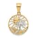 14K Yellow Gold with White Rhodium Ocean and Palm Tree Round Pendant