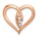 14k Rose Gold Diamond Polished Heart Chain Slide Pendant