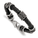 Stainless Steel Antiqued and Polished Dragon Black Braided Leather Bracelet