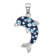 Rhodium Over Sterling Silver Polished Crystal Dolphin Pendant