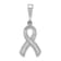Rhodium Over 14k White Gold Textured Awareness Pendant