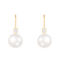 14k Yellow Gold Leverback Earring with 7mm Freshwater Pearl and .10CT DTW