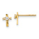 14k Yellow Gold Polished and Diamond-Cut Cubic Zirconia Cross Stud Earrings