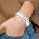 Sterling Silver Polished Diamond-cut and Textured Bangle