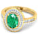1.75ctw Green Emerald and Diamond 14K Yellow Gold Halo Ring