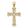 14k Two-tone Gold Diamond-Cut and Beaded Textured Cross Pendant