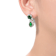Emerald Color CZ Halo Drop Earrings In Sterling Silver