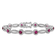 Rhodium Over Sterling Silver Fancy Lab Created Ruby and Cubic Zirconia Bracelet
